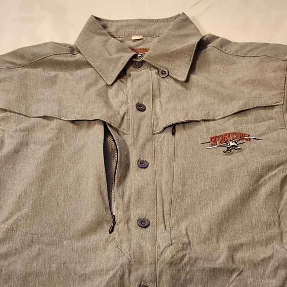 Sportchief Cyril men's small grey outdoors vented long-sleeved button-down shirt - Picture 3 of 8